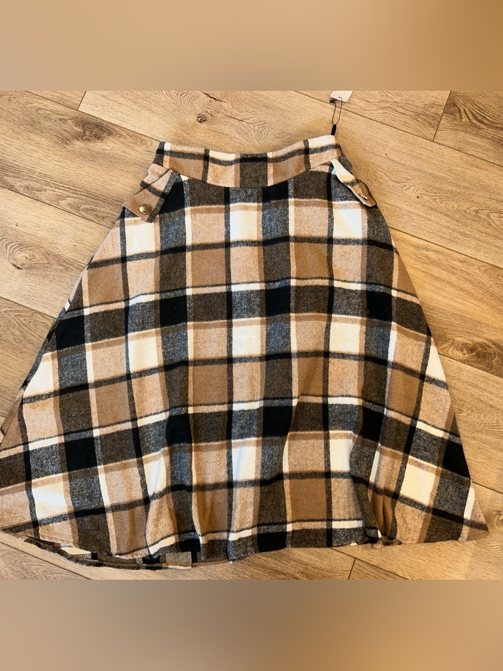 Plaid A-Line Skirt Thick Warm Wool Blend Lining and Pockets XL